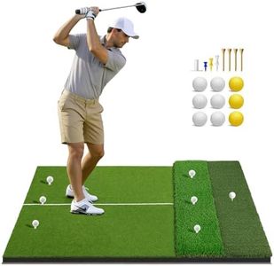 GloSoar 3-in-1 Golf Hitting Mat 100x150cm, Thickened Golf Practice Mat with 9 Balls 8 Tees, 3-Turf Fairway Rough Putting Green, Indoor Outdoor Golf Training Mat for Backyard Driving Chipping Simulator