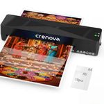 Crenova Laminator Machine with Laminating Sheets 10pcs, A4 Laminating Machine Hot & Cold with Fast Warm Technology, Thermal Laminator 9 Inch for Home Office School Business, Black