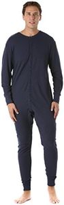 #followme 9393-NVY-XL Men's Solid Thermal Henley Onesie