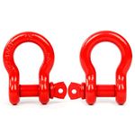 FreeTec 3/4 Inch Bow Shackles D Ring Shackles, 4.75 Tons (9,500 Lbs) Heavy Duty Galvanized Lifting Shackles, 2 Pack Screw Pin D Shackles for Lifting Towing Construction 4x4 Offroad Recovery, Red