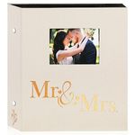 Lanpn Wedding Photo Album 6x4 600 Pocket Photos Slip in, Linen Cover Large Capacity Newlywed Marriage Window Album Hold 600 Portrait Landscape Photos (Mr & Mrs, Beige)