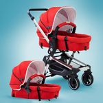 StarAndDaisy Baby Stroller Pram Travel Friendly & Multi-Purpose/Multi-Adjustment/Broad seat & Buggy for 0-36 Months Toddler Girl and Boy (Red)