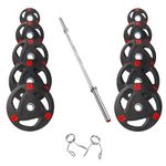 Strongway® Olympic 50KG 70KG 100KG Tri Grip Weight Plates Sets with 6FT 7FT Barbell - 2 Inch (2") / 50mm Hole - Rubber Coated Cast Iron Weight Lifting Bar (100KG SET + 7FT BAR)