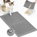 Conlun Silicone Cat Litter Mat，Rubber Litter Trapping Mat, Waterproof, Cat Litter Box Mat for Floor, Easy Clean, Non-Slip Litter Tray Mat for Litter Control (Grey,60x38cm)