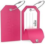 Shacke Luggage Tags with Full Back Privacy Cover w/ Steel Loops - Set of 2 (Pink)