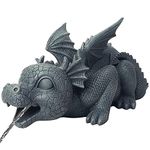 Garden Dragon Statue Resin Pond Spouting Dragon Fountain Statue Water Feature Sculpture Outdoor Dragon Craft Decoration Fountain Ornaments Accessories for Outdoor Yard Courtyard