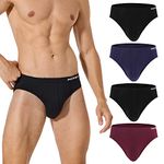 INNERSY Men's Tag-Free Basic Underwear No Fly Pouch Cotton Briefs 4-Pack(Deep Sea,X-Large)