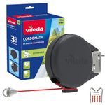 Vileda Single Cordomatic Retractable Washing Line, 15m, Holds up to 15kg