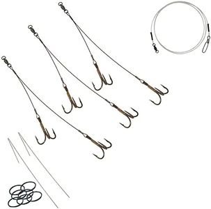 Tooth Shield Tackle 3 Pack Musky Sucker Rig (175 lb) / Muskie Pike Quick Strike Rigging Sucker Harness (Bronze Hooks)