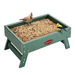 Kingsyard Ground Bird Feeder for Outdoors - Recycled Plastic Platform Feeder for Wild Birds, Sturdy Squirrel Feeders, 5 LBS Large Capacity. Green