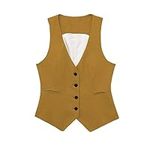 Womens Dressy Casual Versatile Racerback Vest Uniform Tuxedo Suit Waistcoat Single Breasted Button Up Vest Tops V Neck Sleeveless Cropped Vest Waistcoat Renassiance Tight Vest