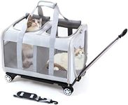 BEAUTYMONKEY.K Cat Carrier Large, Foldable Cat Carrier 2 with Wheels, Large Pet Carrier Wheels, Double Breathable Carrier for Two Cats or Small Pets,Cat Carrier with Wheels for 2 Cats