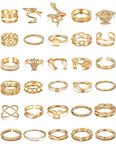 30 Pcs Vintage Gold Knuckle Rings Set, Boho Butterfly Snake Stackable Finger Rings for Women Girls, Midi Rings Pack Jewelry Gift (Style A-gold)