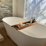 RuPS Bathtub Tray/Bath Rectangular Caddy for Bathroom, Modern Light-Weight Bathtub Shelf/Table, Solid Wood Bathtub Organiser., Brown