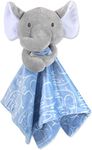 Minky Animal Snuggler Lovey Blanket for Kids, Babies, Boys, Girls, Gender Neutral Security Blanket with Stuffed Animal (Excellent Blue Elephant)