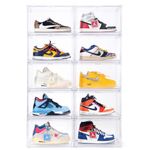 SNEAKARE Plastic Shoe Storage Organizer, Set Of 10 Clear Heavy-Duty Stackable Sneaker Box With Magnetic Closure, Easy Installation Foldable Multipurpose Large Storage Box, Fits Size Uk14