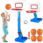 MAIAGO Toddler Basketball Hoop Indoor, Adjustable Height Poolside Basketball Goals with 4 Balls & Pump, Indoor Outdoor Backyard Basketball Game for Boys Girls, Swimming Pool Basketball Toys for Kids