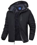 Zoofly Men's Waterproof Ski Coat Mountain Snowboarding Fleece Liner Jacket Windproof Winter Warm Raincoat with Hooded Black L