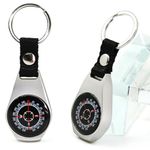 Keychain Pocket Compass Equipment, 2 Pack Key Ring Military Survival Magnetic Mini Metal Compass, Waterproof, Gear Compass for Men Kids Hiking, Suunto, Camping, Adventure Outdoor Accessories