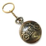 ACLIX Vintage Pocket Watch Metal Keychain Retro Clock for Gifting With Key Ring Anti-Rust | Best Gift for Men, Dad, Grandfather (Motorcycle)