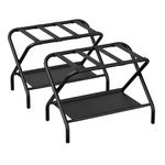 Smart FENDEE Luggage Racks Pack of 2, Suitcase Stand Folding with Shoe Shelf, Steel Luggage Stand for Guest Room, Bedroom, Hotel, Airbnb, Black