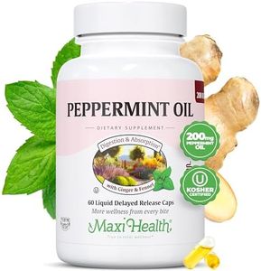 Maxi Health Peppermint Oil Capsules – Organic Ginger Oil & Fennel Delayed Release Capsule – Ingestible Dietary Kosher Peppermint Supplement for Digestive Support (60 Capsules)