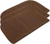 COSY HOMEER 32X20 Inch Anti Fatigue Kitchen Rug Mats are Made of 100% Polypropylene Half Round Rug Cushion Specialized in Anti Slippery and Machine Washable,Brown(3 pcs)