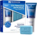 Hermon Clotrimazole Antifungal Treatment Cream & Soap Kit: Antifungal Cream for Athletes Foot, Jock Itch, Ringworm with Anti Fungal Soap - Relieves Itching Burning Cracking - 57g Tube / 113g Bar