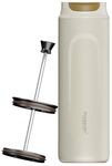 Heemburg Travel French Press 430 ml Double Wall Insulated Stainless Steel | Leak-Proof Portable Coffee Maker To Go