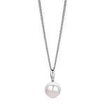 Orovi Freshwater Pearl Necklace, Cultured Pearl Birthstone Pendant and Sterling Silver Necklace Chain (Jewellery Set)