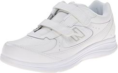 New Balance Women's 577 V1 Hook and Loop Walking Shoe, White/White, 8 W