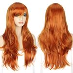 YEESHEDO Women's 28" 70 cm Cosplay Wig Long Wavy Curly Hair Ends with Bangs Wigs for Girls Heat Resistant Synthetic Wig for Party Costume Anime Halloween (Ginger)