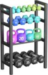 TYB 4-Tier Weight Storage Rack, Heavy-Duty Metal Dumbbell Stand, 120 LBS Capacity per Shelf, 33x18.9x9.8 Inches, Home Gym Equipment Organizer (4 Tier Dumbbell Rack)
