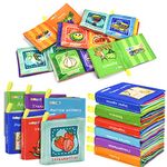 Dr.Rapeti Soft Cloth Books Baby Books Bath Books 6-Pack for Baby Infant Toddler Kids Crinkle Squeaky Washable Chewable Non-Toxic Early Educational Giftable