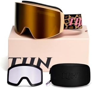 TIJN Ski Snowboard Goggles, Anti-Glare & Fog Coating UV400 OTG Snow Goggles for Men Women Youth with Replaceable Lens, Ouroboros