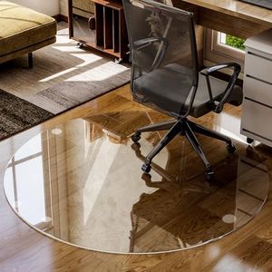 55" x 55" Glass Chair Mat, Round Tempered Glass Floor Mat for Office Chair on Carpet, Office Chair Mat for Hardwood, Hard Floor Chair Mats for Office and Home, Transparent