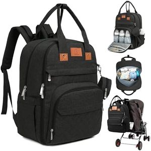 KeaBabies Diaper Bag Backpack, Baby Diaper Bag - Large Baby Diaper Bags for Baby Boy, Girl, Baby Diaper Bag with Changing Station Diaper Mat, Baby Bag for Boys, Girls, Dad Diaper Bag (Trendy Black)