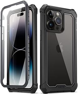 Poetic Guardian Coque Compatible avec iPhone 14 Pro Max 6,7" [testé Contre Les Chutes de qualité Mil], Coque de Protection intégrale Hybride Antichoc avec Protecteur d'écran intégré, Noir/Transparent