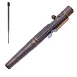 EKLOEN Bamboo Shaped Solid Brass Pen, Bolt Action Pen EDC Pocket Pen Signature Pen Pocket Pen Ballpoint Pen(Retro Black)