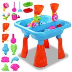 Kids Large Sand and Water Table Garden Sandpit Play Set Toy Watering Can with Accessories (Blue)