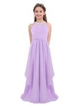 inlzdz Kids Junior Flower Girl Halter Neck Chiffon Wedding Bridesmaid Long Dress Pageant Party Evening Prom Maxi Gown Lavender Sequined Halter Neck 7-8 Years