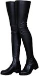 Knee High Boots Women Thigh High Over Knee Stretch Fashion Low Chunky Heel Round Toe Zipper Winter Boots Black Red US4.5-14, black, 37