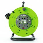 STATUS 4 Socket Cable Reel, 20m, Green, 13 Amp, Thermal Cut Out, Heavy Duty, Outdoor Extension Lead, Ideal for Garden, DIY, Workshop, Power Tools (S20M13ACR2)