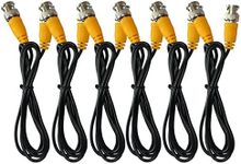 ANVISION 6-Pack Black 1m 3.3ft BNC Male to BNC Male Jumper Cable with Yellow Connector for CCTV DVR to TV System