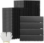 60 Pack Plastic Interlocking Deck Tiles, 60 sq. ft Patio Deck Tile, 12"x12" Indoor Outdoor Non-Slip and Waterproof Patio Floor Decking Tiles for Garden Yard Walkway Balcony Porch Poolside, Dark Gray