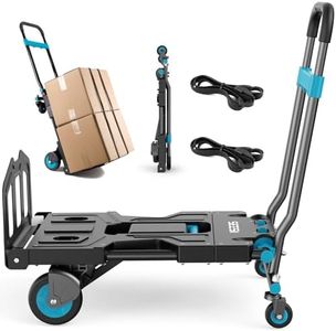 2-in-1 Folding Hand Truck Dolly, 330 lbs Max Capacity TPR Wheels Heavy-Duty Cart, 3-Gear Retractable Handle for Utility Move Shopping Delivery