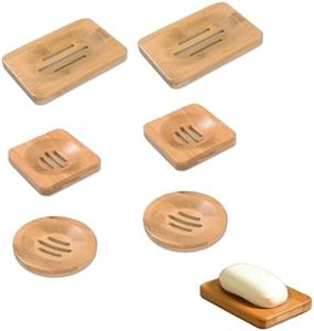 6 Pièces Porte-Savon en Bambou, Porte-Savon Fait Main, Boîte à Savon Fait Main en Bois, Convient pour Les Salles de Bain, pour Ranger Le Savon(Marron)
