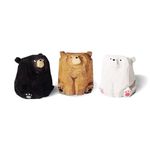 DDBONE 3 Pcs Miniature Bear Statues Funny Wooden Bear Figurines Safari Nursery Decor Woodland Animal Nursery Decor Rustic Wooden Animal Figurines for Nursery Bedroom Office