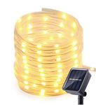 GIGAWATTS GW-502-100 12m Solar Strip Lights 100 LED 800mAh Ni-MH Battery BIS Approved Outdoor Decor Rope Lamp with 8 Modes & 2V Panel for Garden Balcony (1 Pc, Warm White)