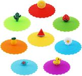 KINBOM 8pcs Silicone Mug Lid Cover, Colorful Anti-Dust Silicone Mug Cover Cute Reusable Silicone Lids for Cups Mugs Beer Glasses Outdoors & Indoors